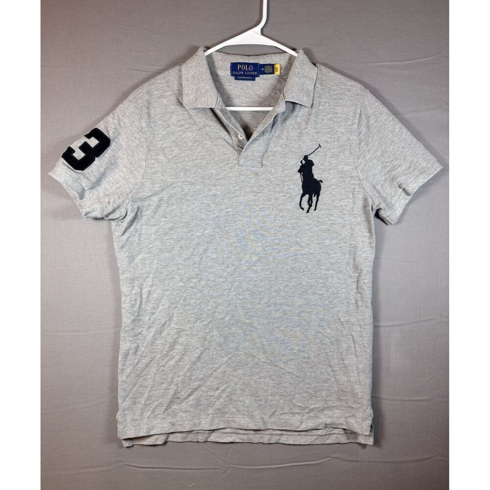 Polo Ralph Lauren Custom Slim Fit Men's Gray Cotton Short Sleeve Polo Shirt M